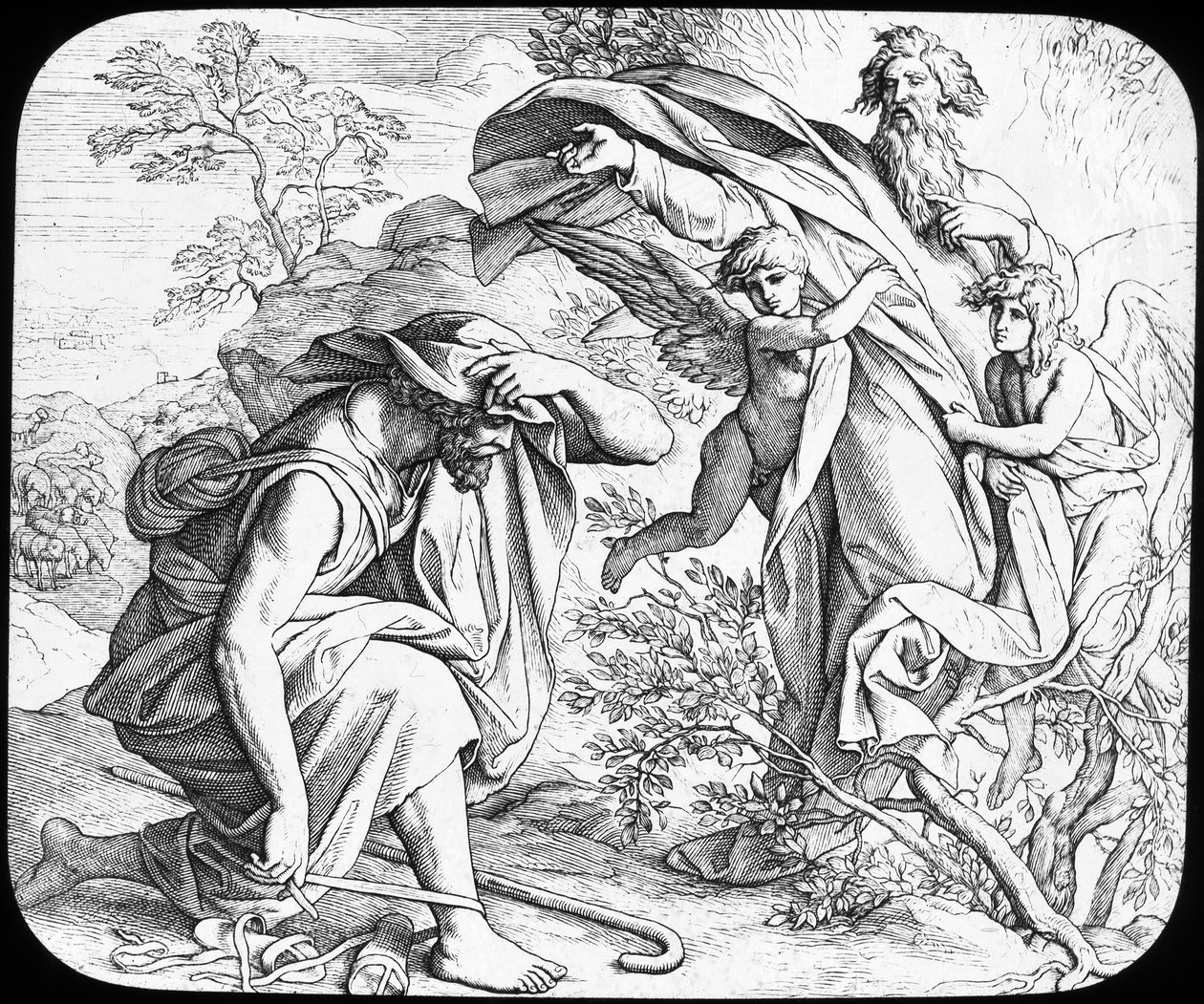 Mooses ja palava pensas, 1800-luku tekijältä Julius Schnorr von Carolsfeld