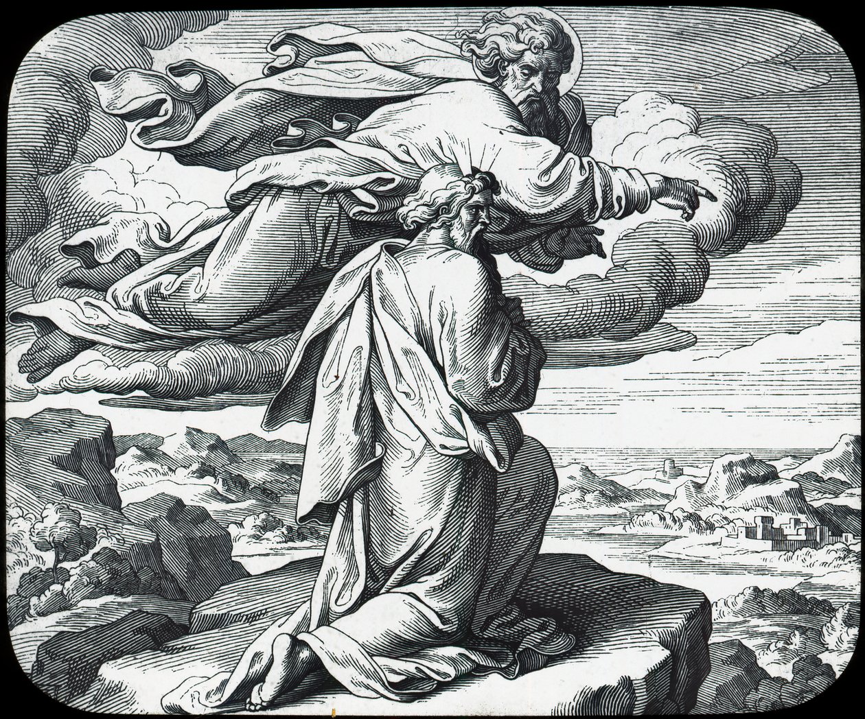 Mooses katselee Israelin maata 1800-luvulla tekijältä Julius Schnorr von Carolsfeld