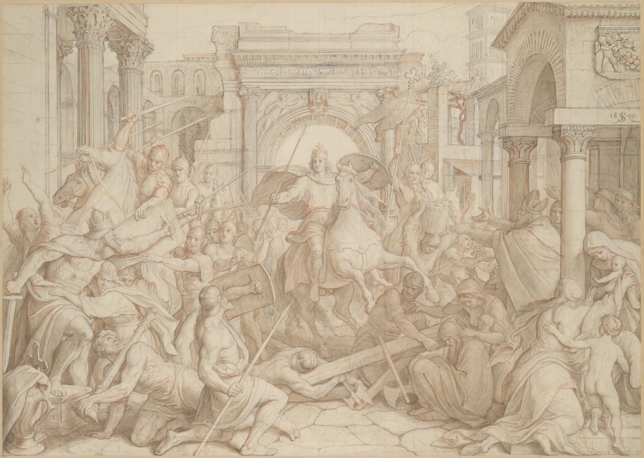Kaarle Suuren sisäänkäynti Paviaan, 1840. tekijältä Julius Schnorr von Carolsfeld