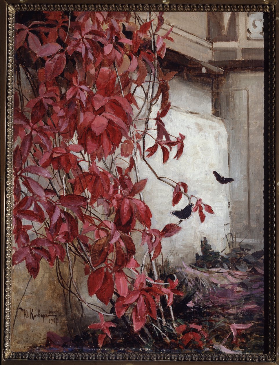Virginia Creeper (Virginia Creeper). Juli Julievich (Julius) von Kleverin (1850-1924) maalaus öljy kankaalle tekijältä Julius Sergius Klever