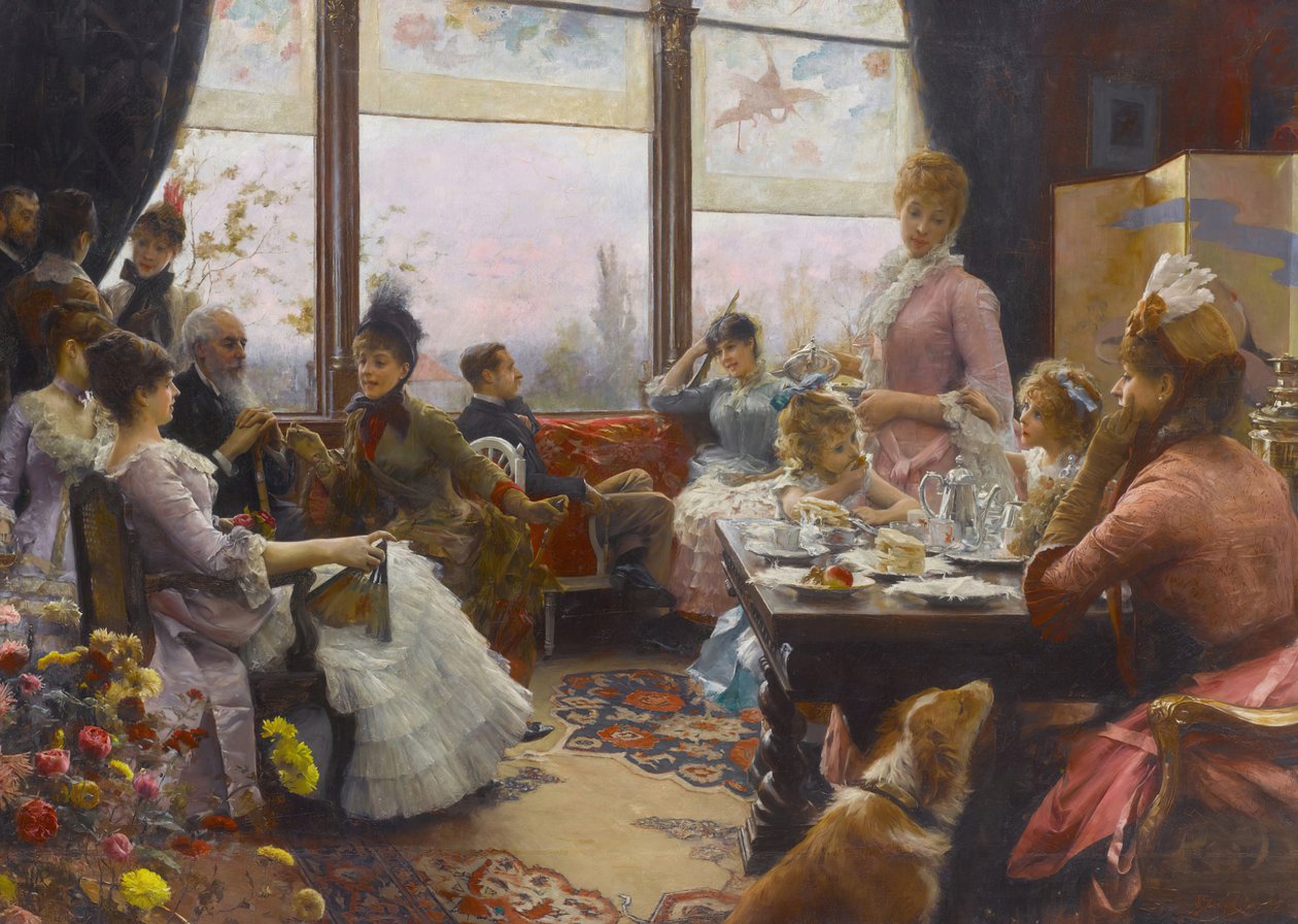 Kello viiden tee, 1883-1884. tekijältä Julius Stewart