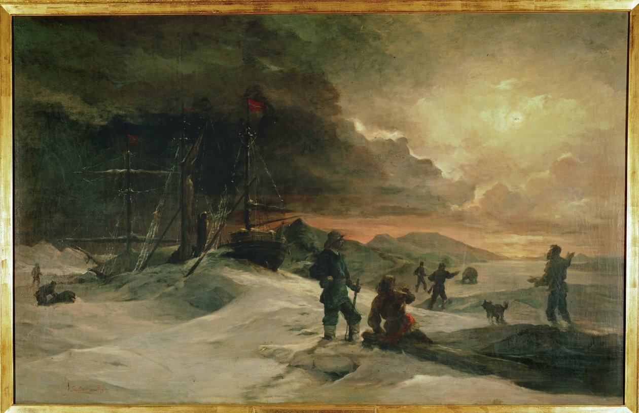 Kaksi itävaltalaista upseeria, Julius von Payer ja Karl Weyprecht ... (maalaus kankaalle) tekijältä Julius Von Payer