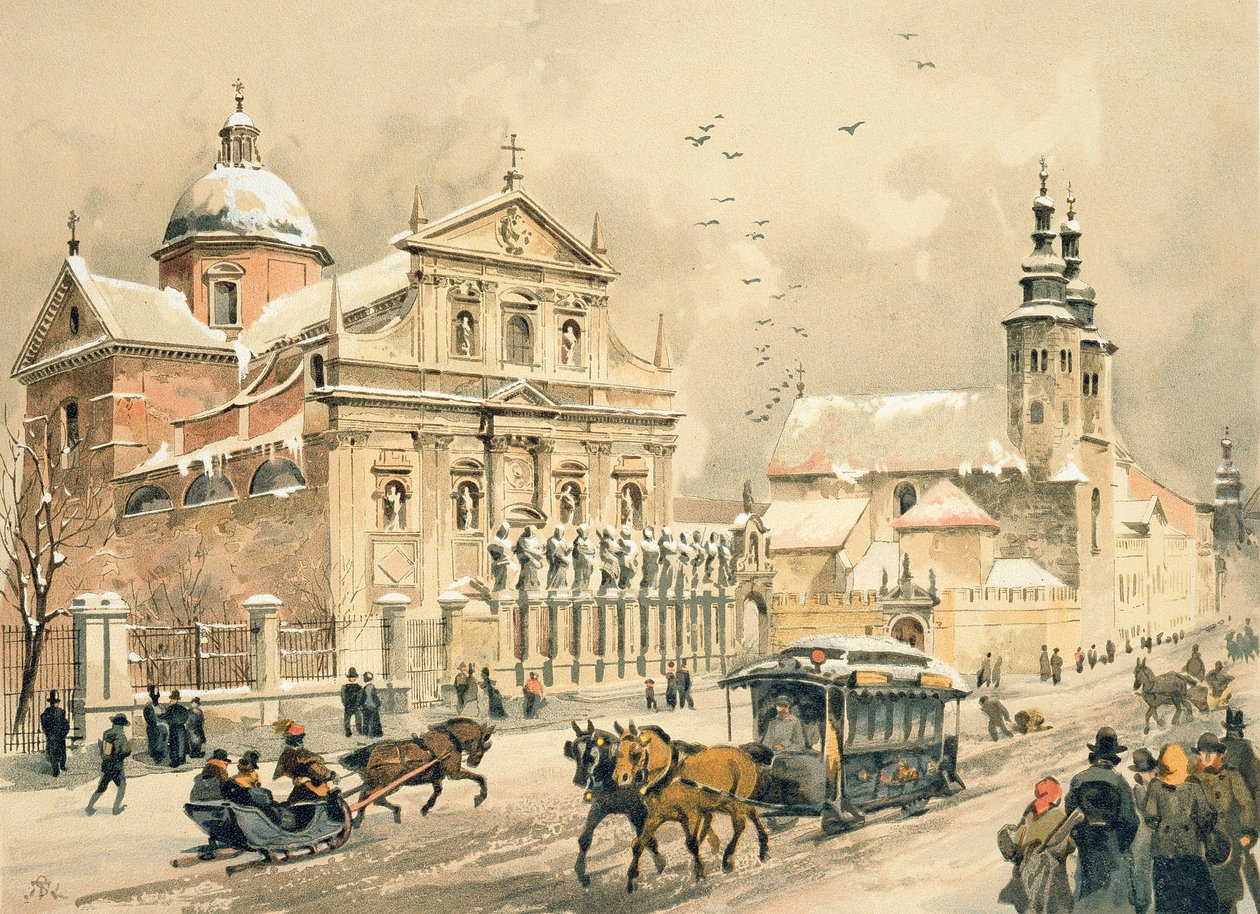 SS:n kirkko. Pietari ja Paavali, Krakova, teoksesta "Gems of the City of Kraków", julkaistu 1899 tekijältä Juliusza and Tondosa Kossaka