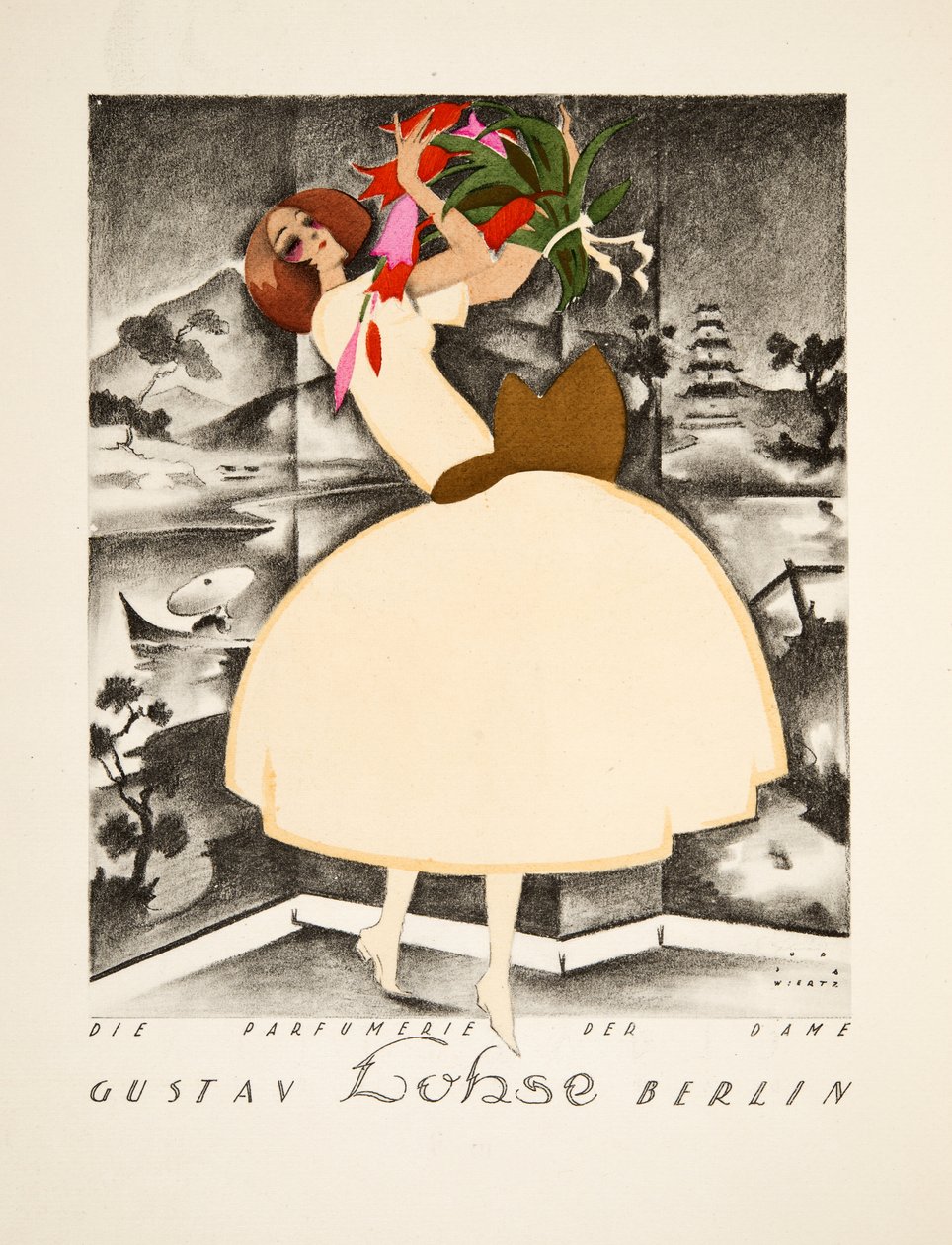 Mainos Gustav Lohselle, Berliini, Hajuvesi naisille, Styl, pub.1922 (pochoir print) tekijältä Jupp Wiertz