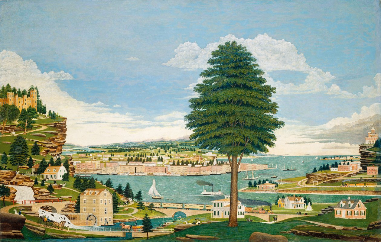 Yhdistetty satamanäkymä linnan kanssa, n. 1875 tekijältä Jurgen Frederick Huge