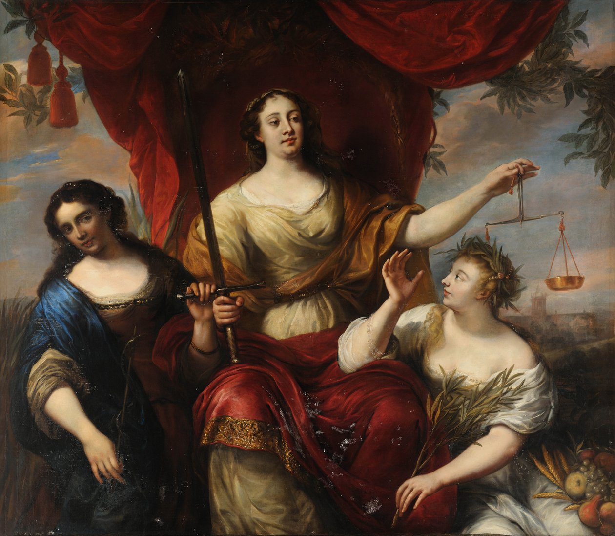 Varovaisuutta, oikeudenmukaisuutta ja rauhaa, kirjoittanut Ovens, Jurgen (1623-1678). Öljy kankaalle tekijältä Jürgen Ovens