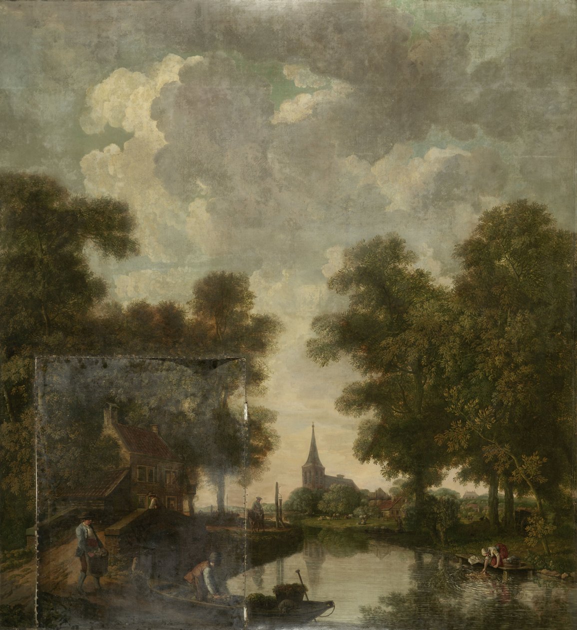Tapettimaalaus hollantilaismaisemalla joen kanssa tekijältä Jurriaan Andriessen (attributed to)