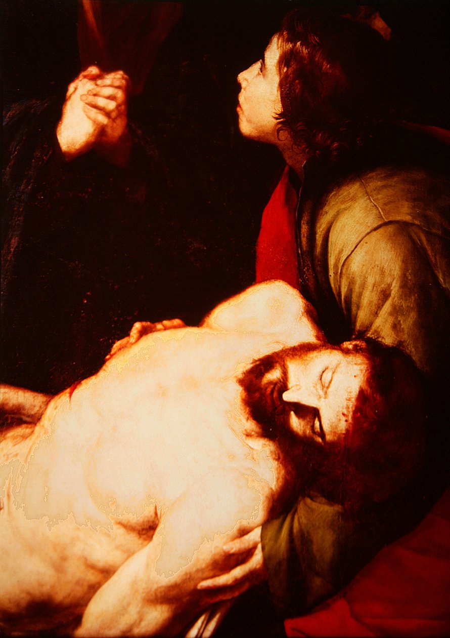 Yksityiskohta ristiltä laskeutumisesta (yksityiskohta kuvasta 186205). tekijältä Jusepe de Ribera