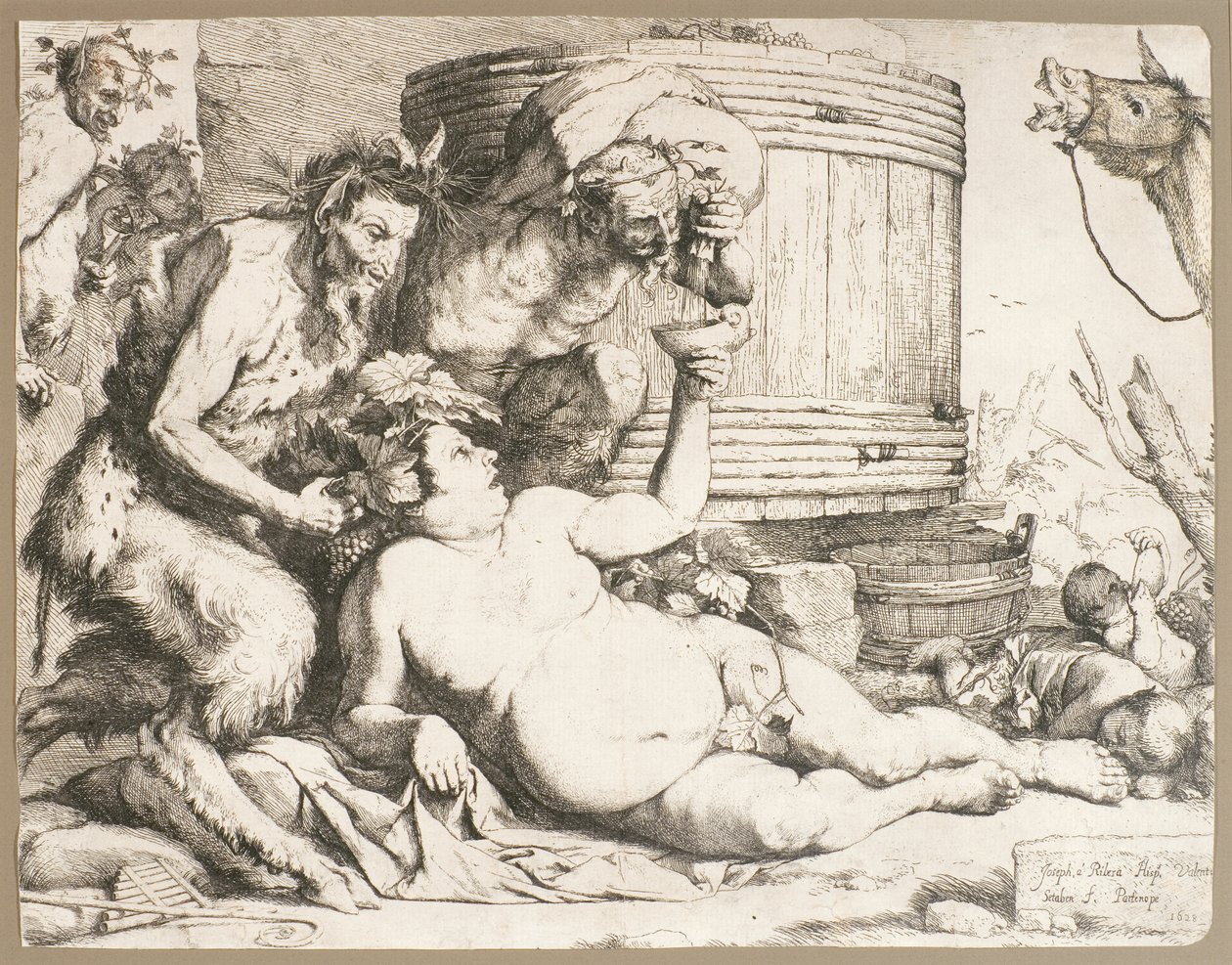 Silenus viinialtaalla, 1628 tekijältä Jusepe de Ribera