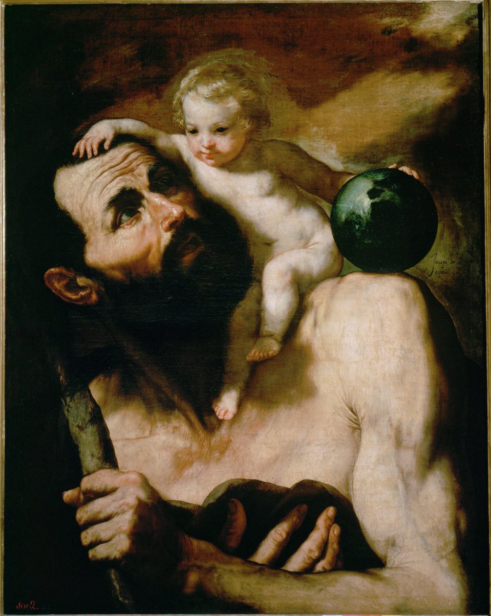 Saint Christopher ... (maalaus kankaalle) tekijältä Jusepe de (1591-1652) Ribera