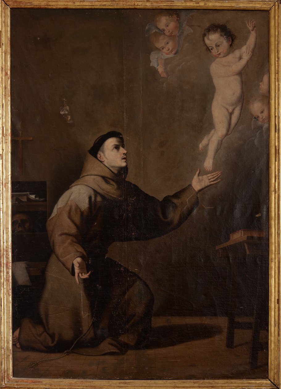 Seurakunnan museo. Maalaus. Pyhä Antonius Padovalainen (St. Anthony of Padova). Jose Riberan kopio. Öljy kankaalle. 17. vuosisata. tekijältä Jusepe de (c.1590 1652) (after) Ribera