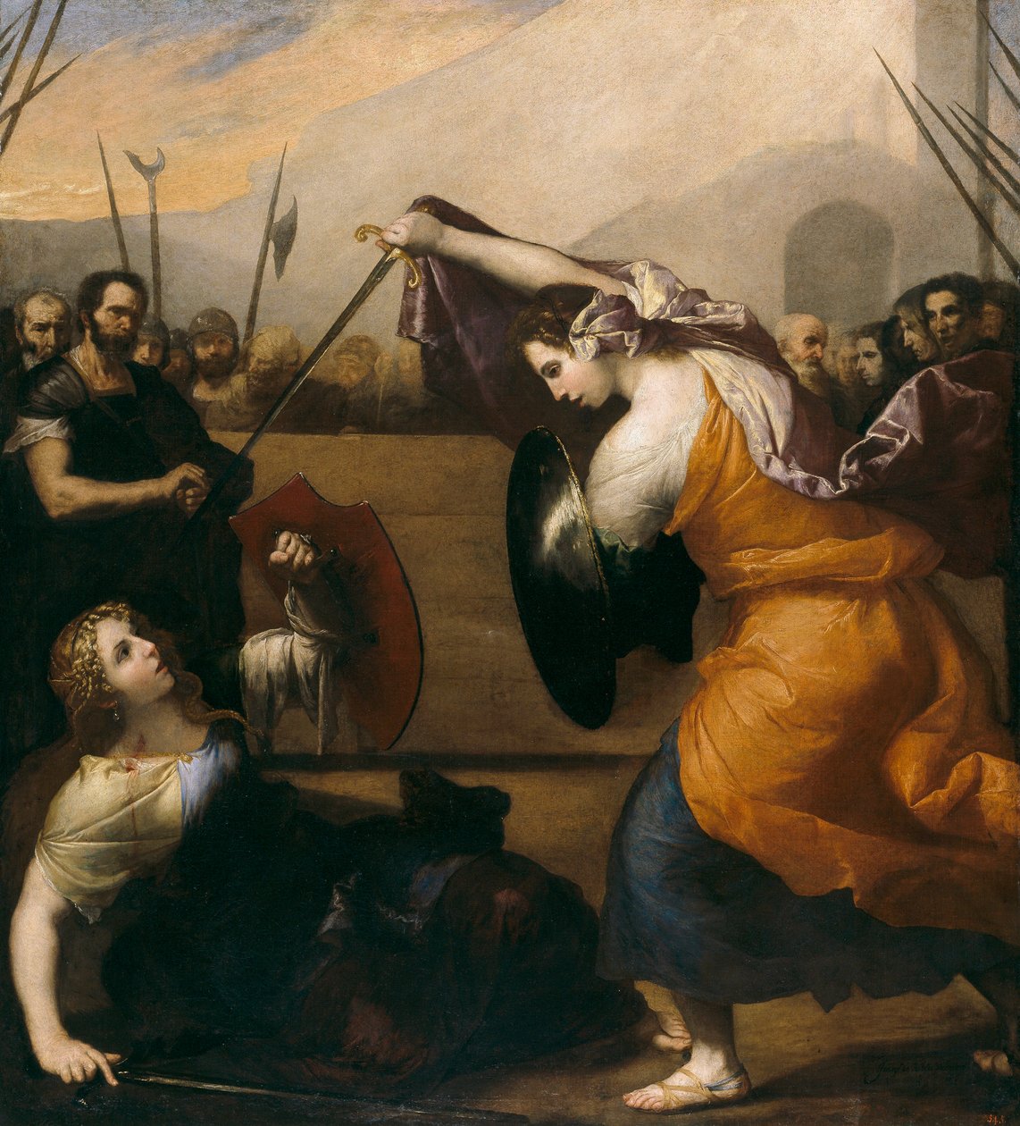 ""Duel de femmes"" (Naisten kaksintaistelu) Jose de Riberan (1591-1652) maalaus 1636 Koko 235x212 cm Museo del Prado, Madrid tekijältä Jusepe de Ribera