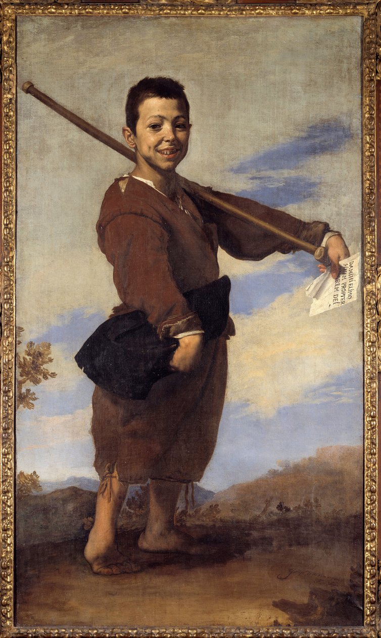 Jose de Riberan nukkajalkamaalaus nimeltä il Spagnoletto "espanjalaiseksi" (1591-1652) (esp.) 1642 su. 1,64 x 0,93 m tekijältä Jusepe de Ribera
