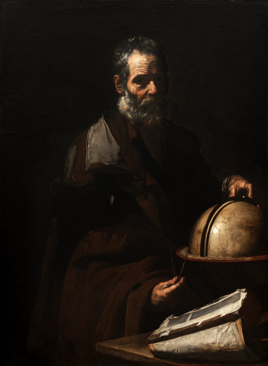 Filosofi ja karttapallo (Anaksagoras?) tekijältä Jusepe de Ribera