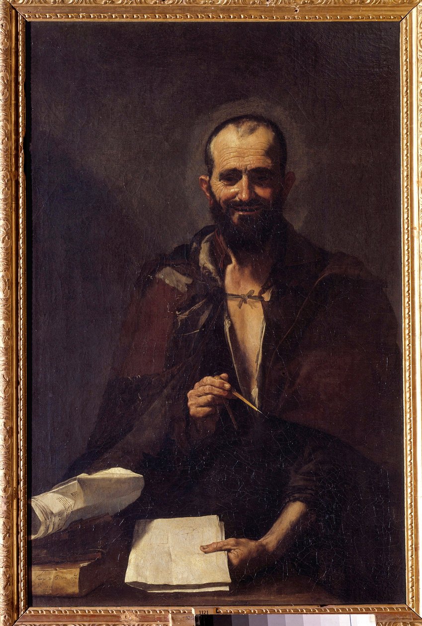 Arkhimeden esitys (n. 287-212 eKr.) Jusepe de Ribera dit Lo Spagnoletton maalaus (n. 1590-1652) 1600-luvun su. 125x81 cm Madrid, Prado-museo tekijältä Jusepe de Ribera