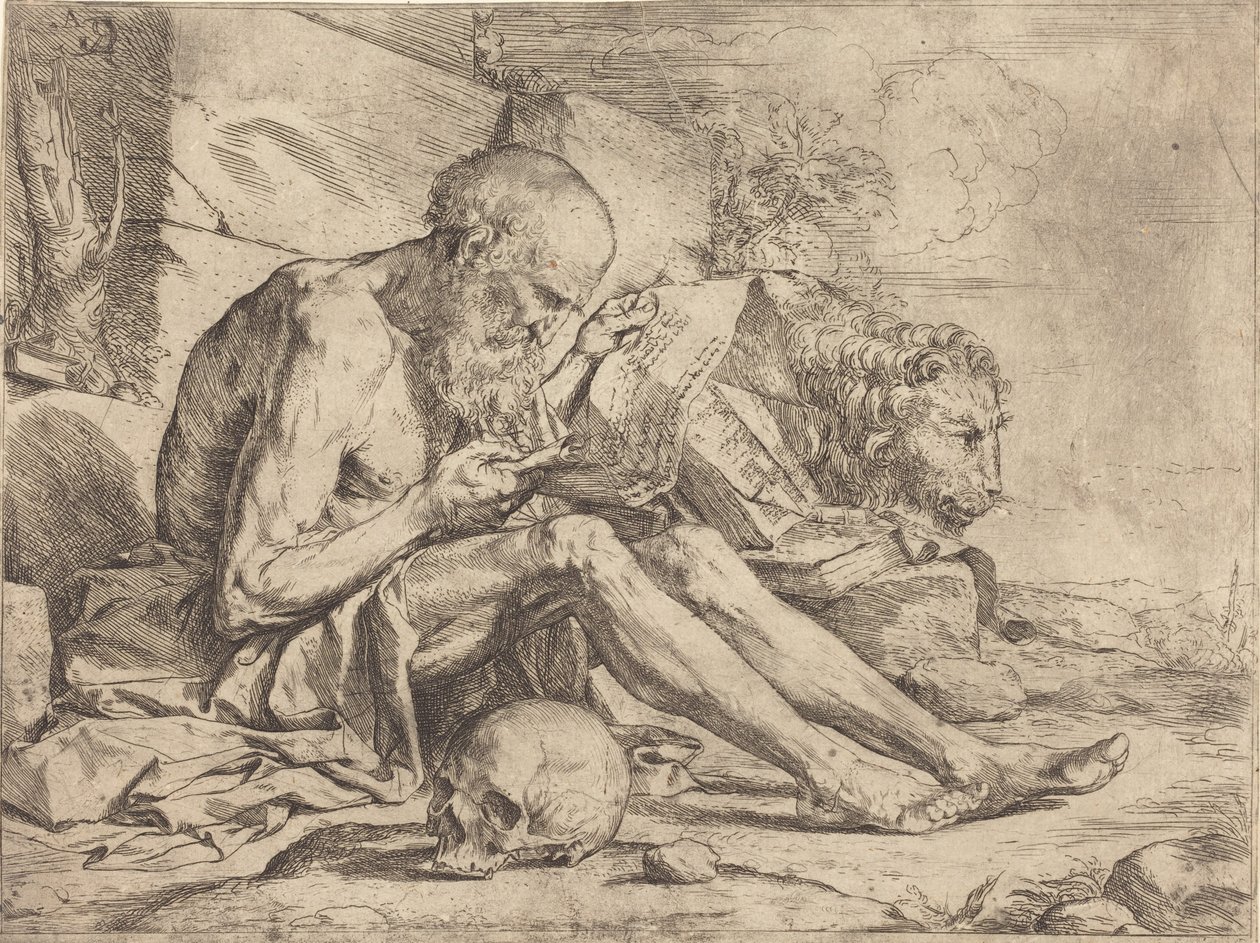 Pyhä Hieronymus lukee tekijältä Jusepe de Ribera