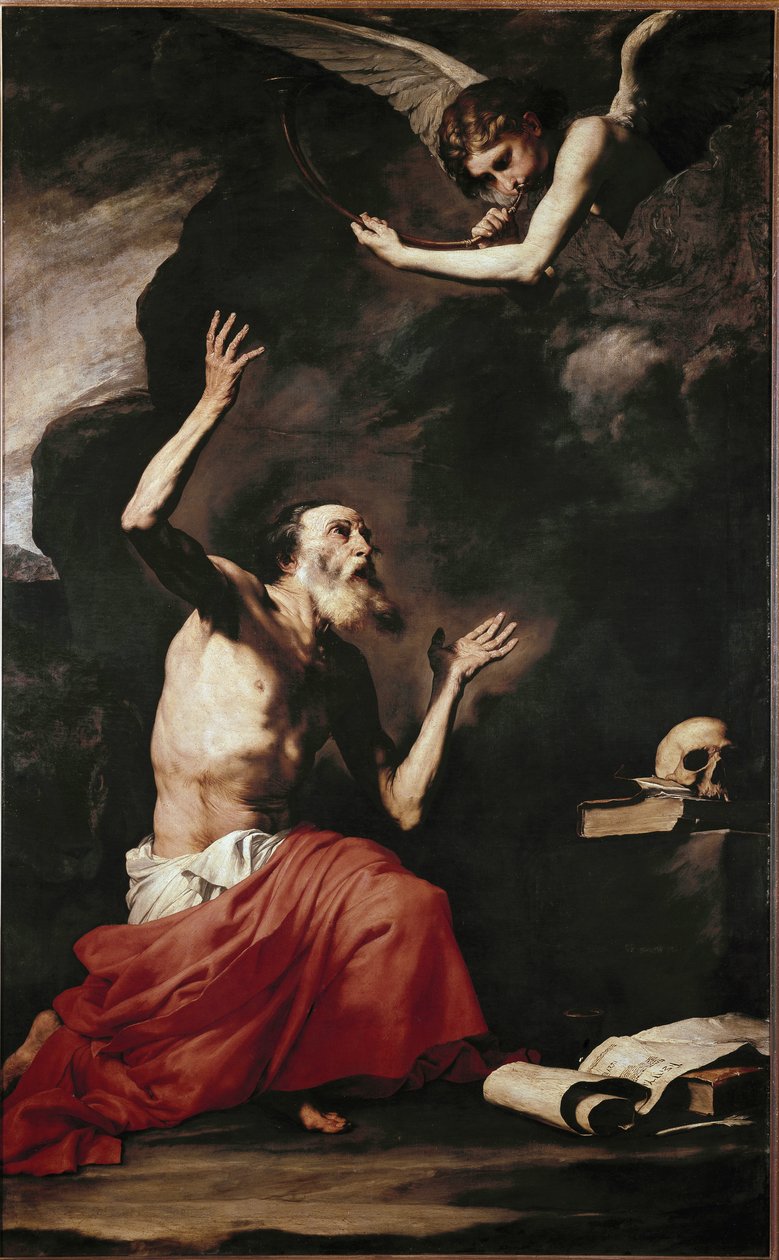 Pyhä Hieronymus ja enkeli (öljy kankaalle tekijältä Jusepe de Ribera