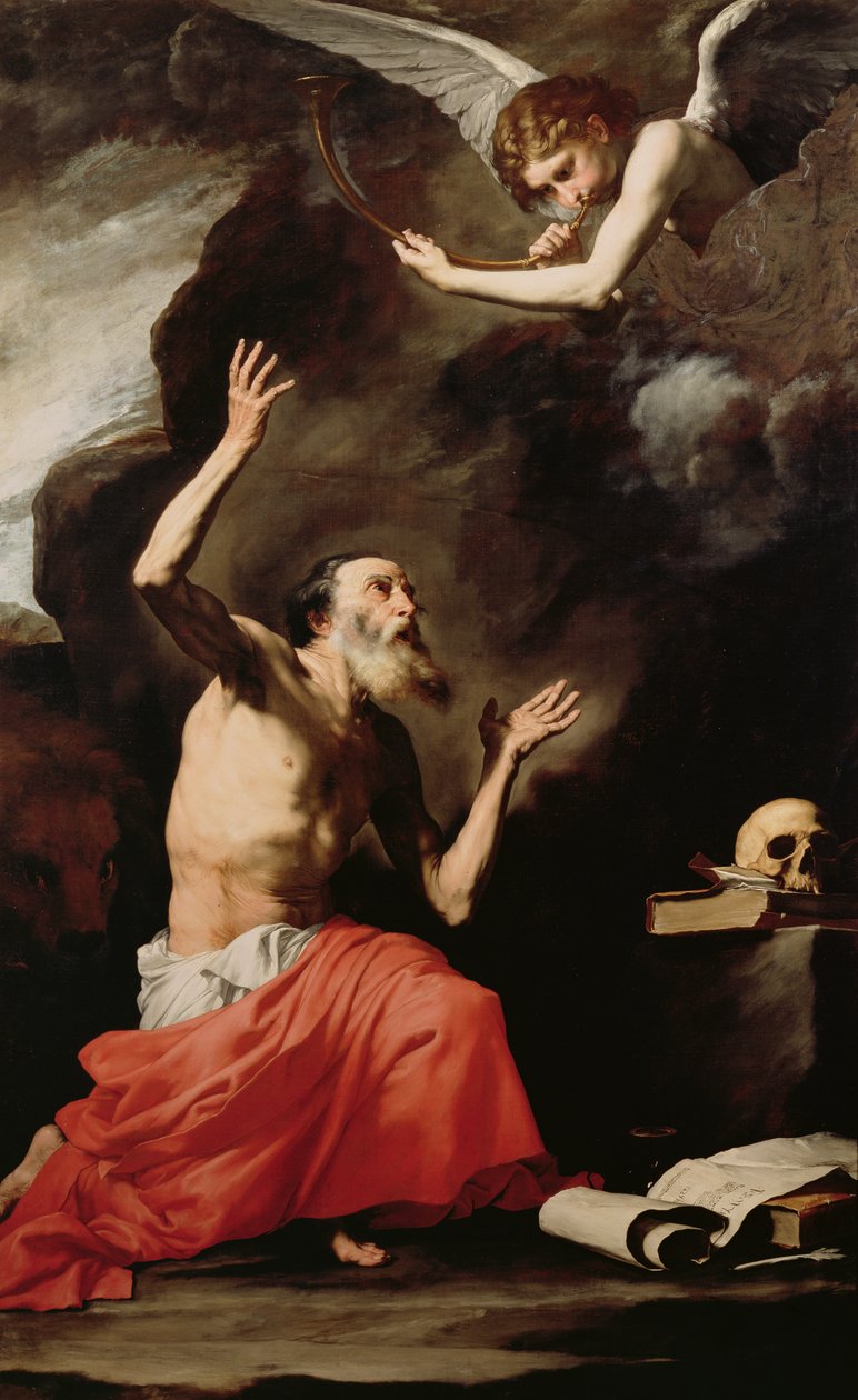Pyhä Hieronymus ja tuomion enkeli tekijältä Jusepe de Ribera