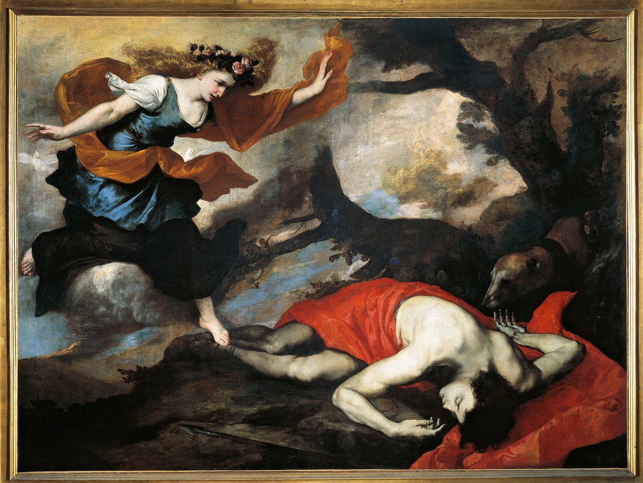 Venus ja Adonis (öljy kankaalle) tekijältä Jusepe de Ribera