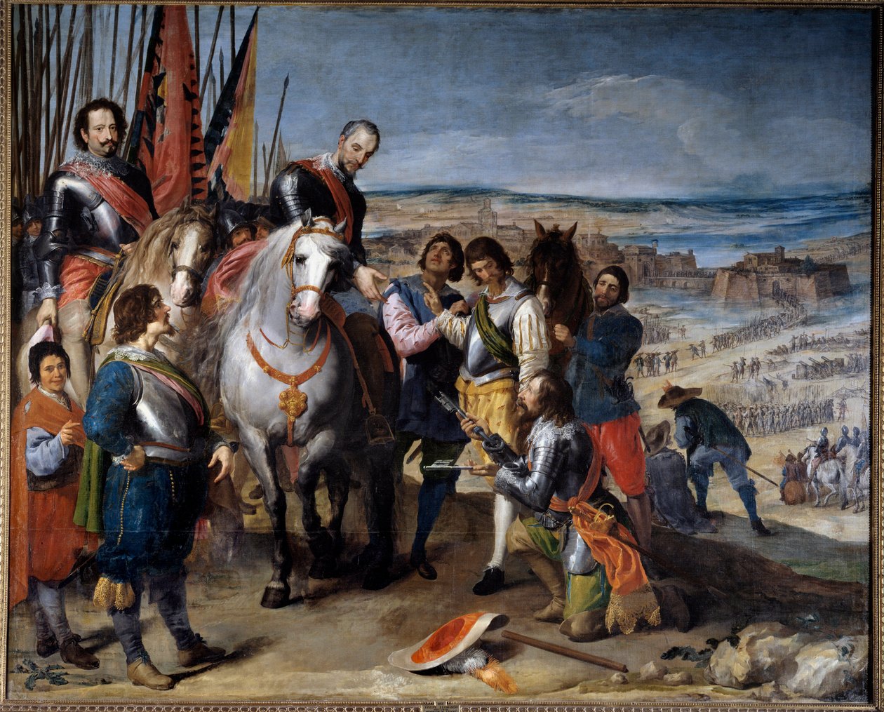Kolmikymmenvuotinen sota (1618-1648). Hollannin kuvernööri luovutti avaimet Balbasesin markiisille Ambrosio de Spinolalle (1569-1630), joka valloitti Juliersin vuonna 1622. Jusepe Leonardon (1601-1656) maalaus tekijältä Jusepe or Jose (c.1605 1656) Leonardo