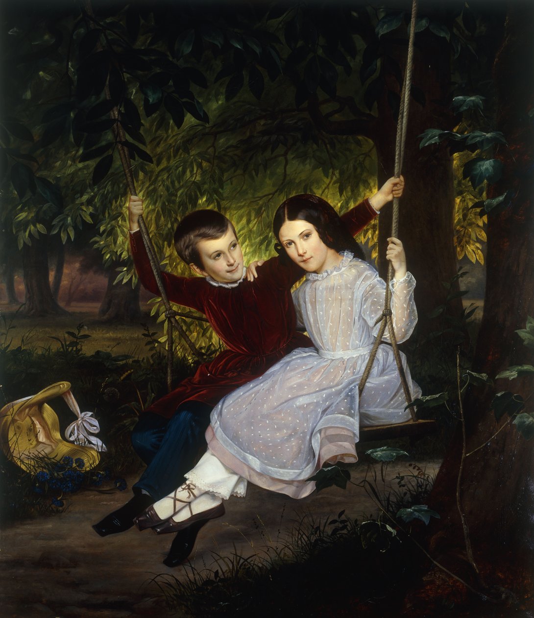 Alexander ja Fanny keinussa, 1847 tekijältä Just Jean Christian Holm