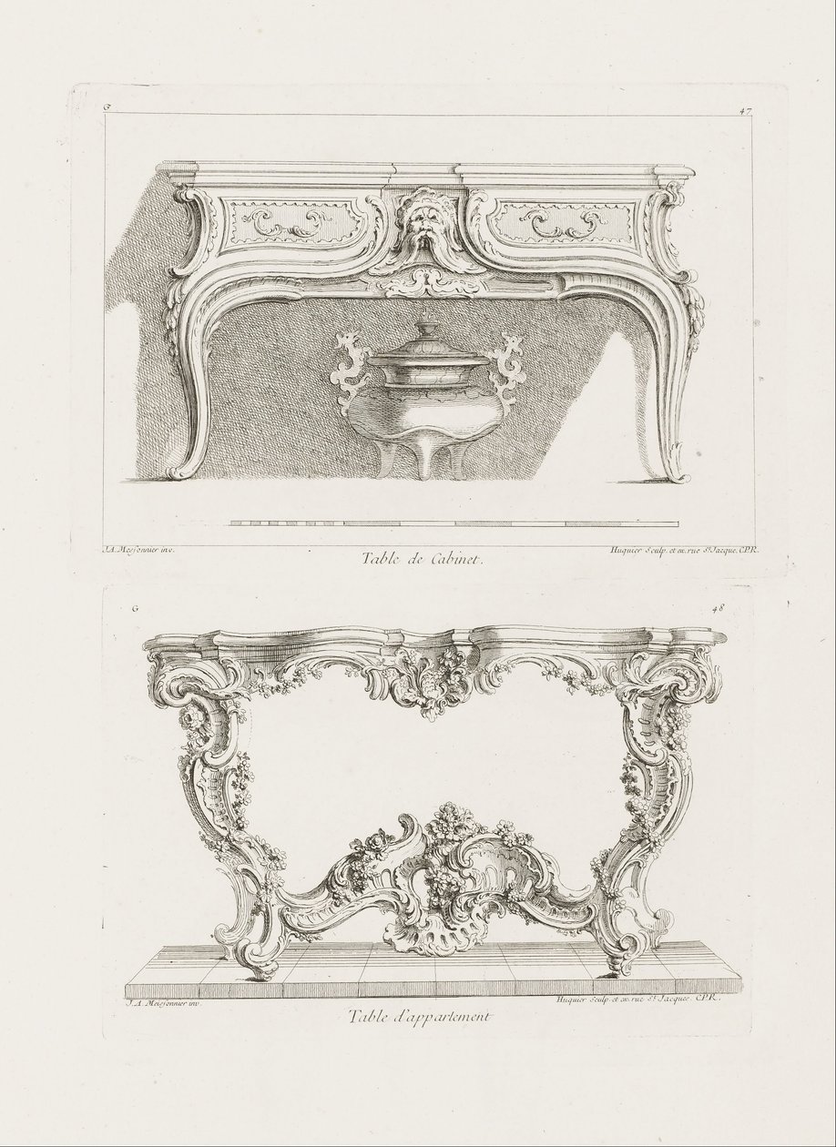 Table de Cabinet., 6. levy (Pöytätutkimus), Oeuvre- teoksen pl. 47. tekijältä Juste Aurèle Meissonnier