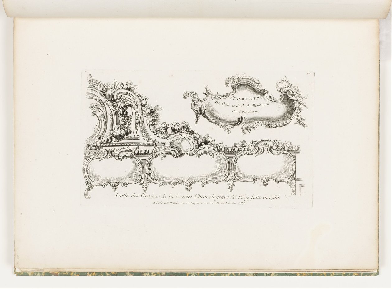 Partie des Ornées de la Carte Chronologique du Roy faite fi 1733 [Osa Ornamentation of the 1733 Chronology (Old Testament) kuninkaalle], pl. 35 paikassa Oeuvre de Juste Aurele Meissonnier tekijältä Juste Aurèle Meissonnier