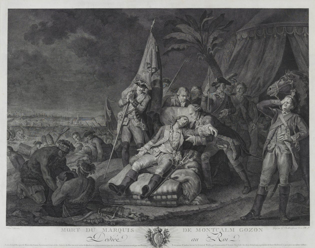 Markiisi de Montcalm Gozonin kuolema (kaiverrus) tekijältä Juste Chevillet