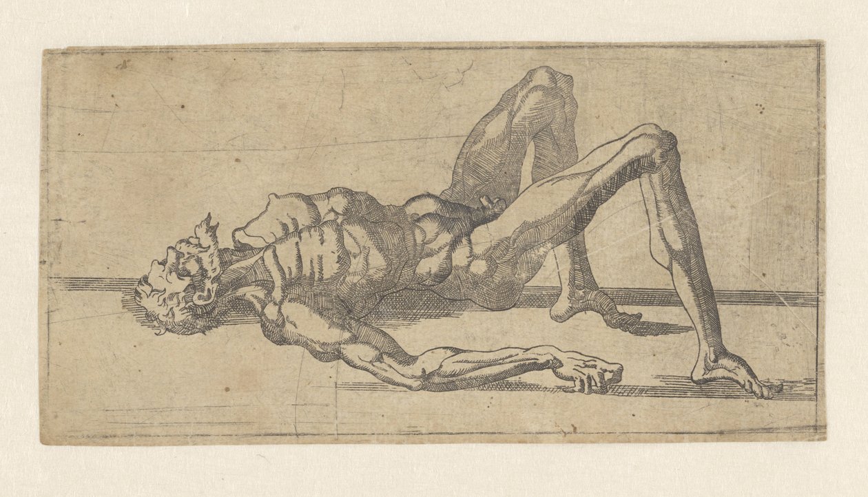 Alaston mies, makaa selällään tekijältä Juste de Juste (attributed to)