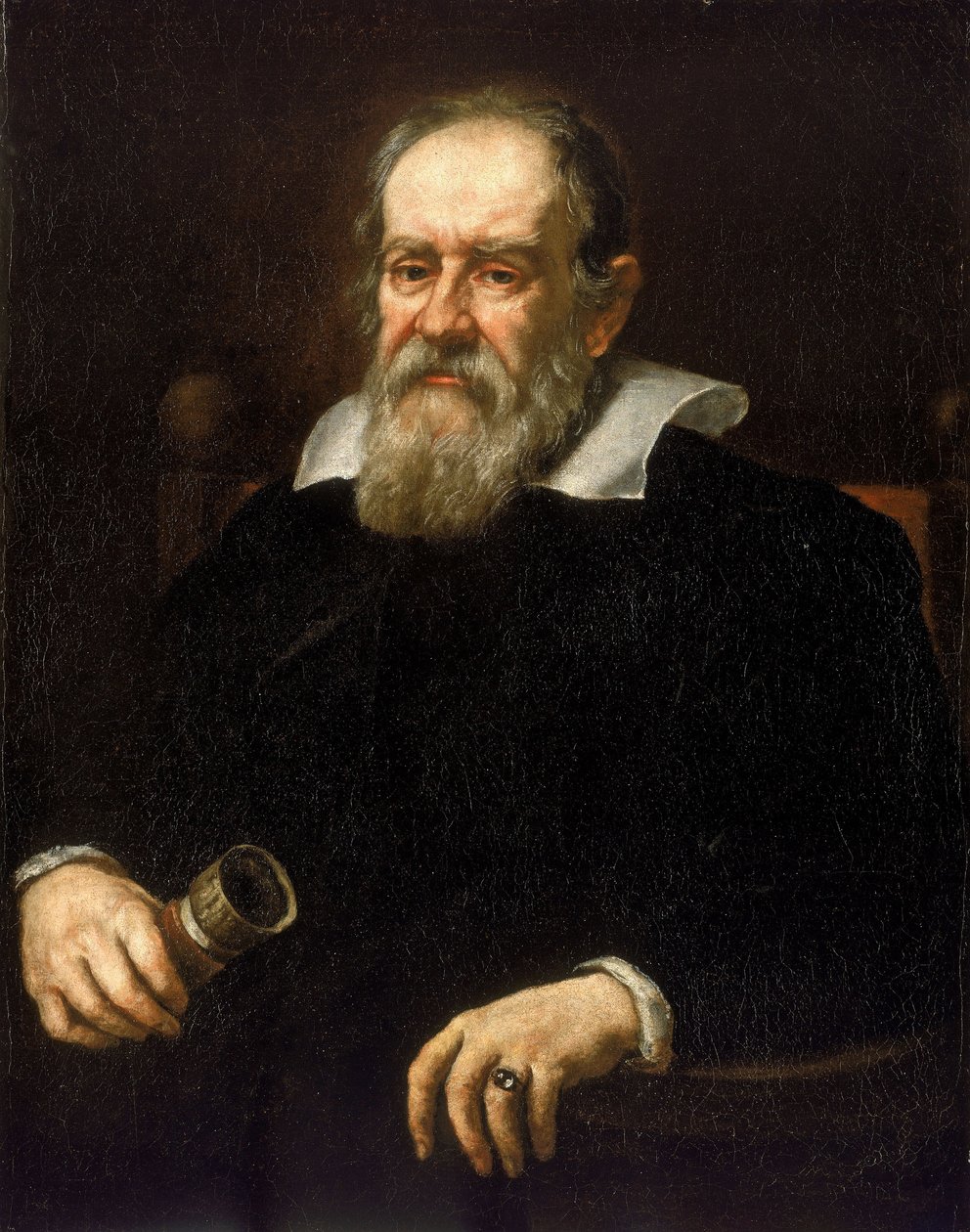 Muotokuva Galileo Galileista, joka tunnetaan nimellä Galileo Galileo, italialainen tähtitieteilijä (1564-1642) Sustermanin koulukunnan maalaus. tekijältä Justus (school of) Sustermans