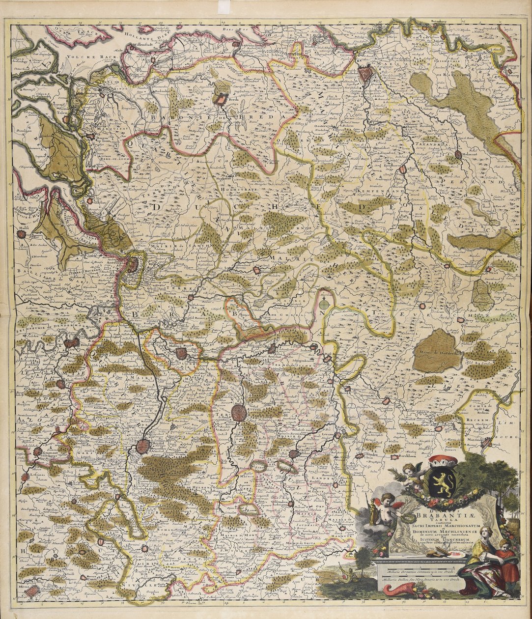 Ducatus Brabantiae tabula : continens Sacri imperii Marchionatum et Dominium Mechliniense / de novo accurate emendata per Iustinum Danckerum. tekijältä Justus Danckerts