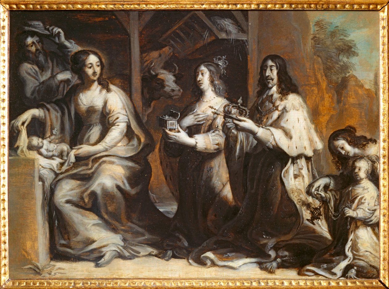 Ludvig XIII, Itävallan Anne ja Dauphin rukoilevat Pyhän perheen edessä - Ludvig XII ... tekijältä Justus van Egmont