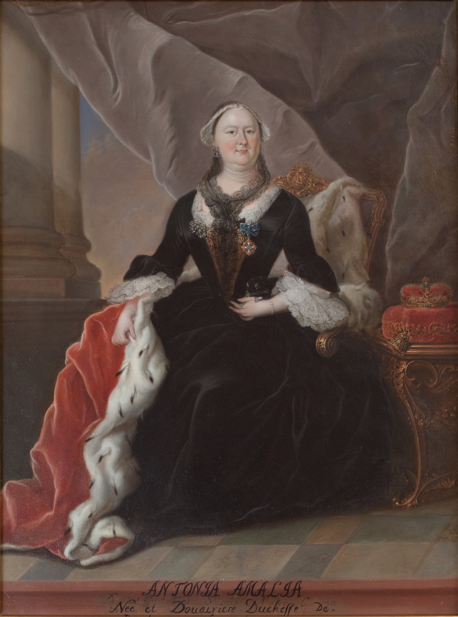 Antonia Amalia. Brunswickin ja Lüneburgin herttuatar. Syntynyt 22. huhtikuuta 1696 tekijältä KMS Stroe 16 H Ubekendt