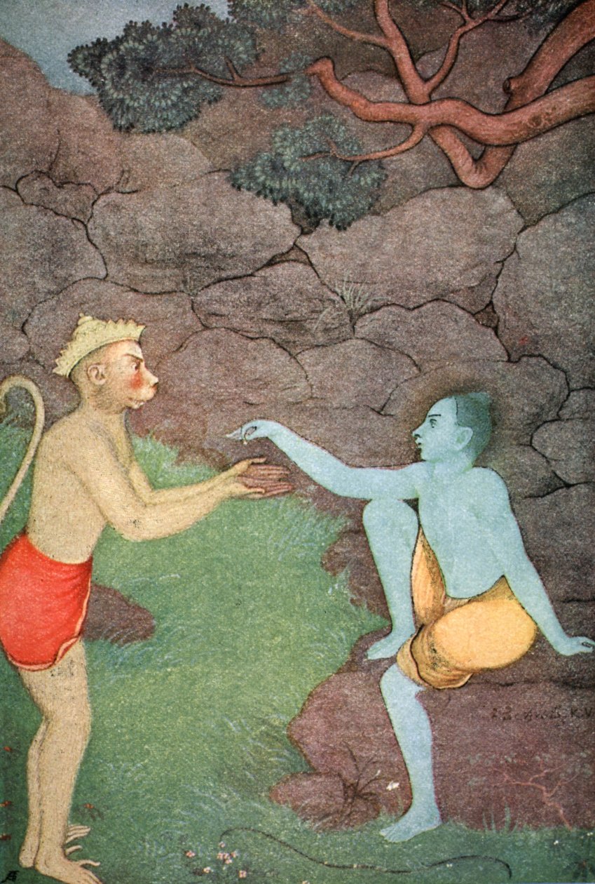 Rama lähettää sinettisormuksensa Sitalle, 1913. tekijältä K Venkatappa