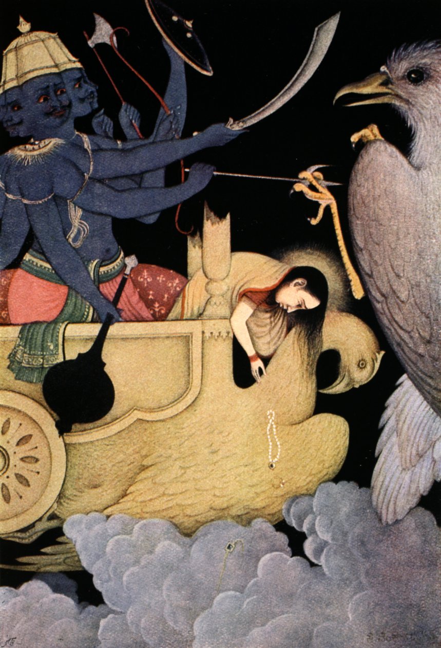 Ravana taistelee Jatayun kanssa, 1913. tekijältä K Venkatappa