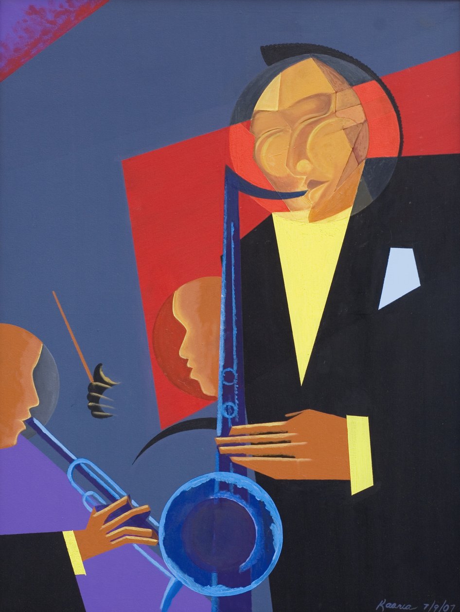 Jazz Sharp, 2007 (öljy ja akryyli kankaalle) tekijältä Kaaria Mucherera