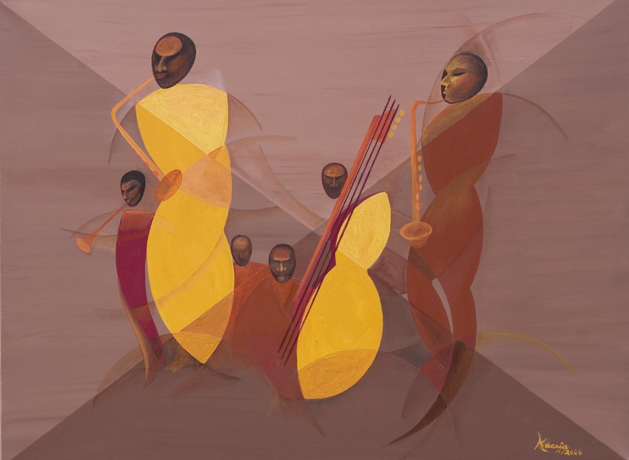 Mango Jazz, 2006 (öljy ja akryyli kankaalle) tekijältä Kaaria Mucherera