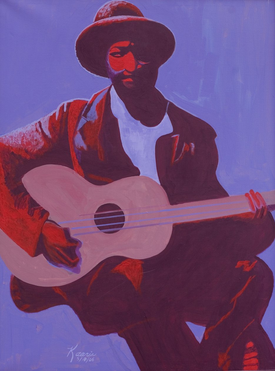 Purple Blues, 2006 (öljy ja akryyli kankaalle) tekijältä Kaaria Mucherera