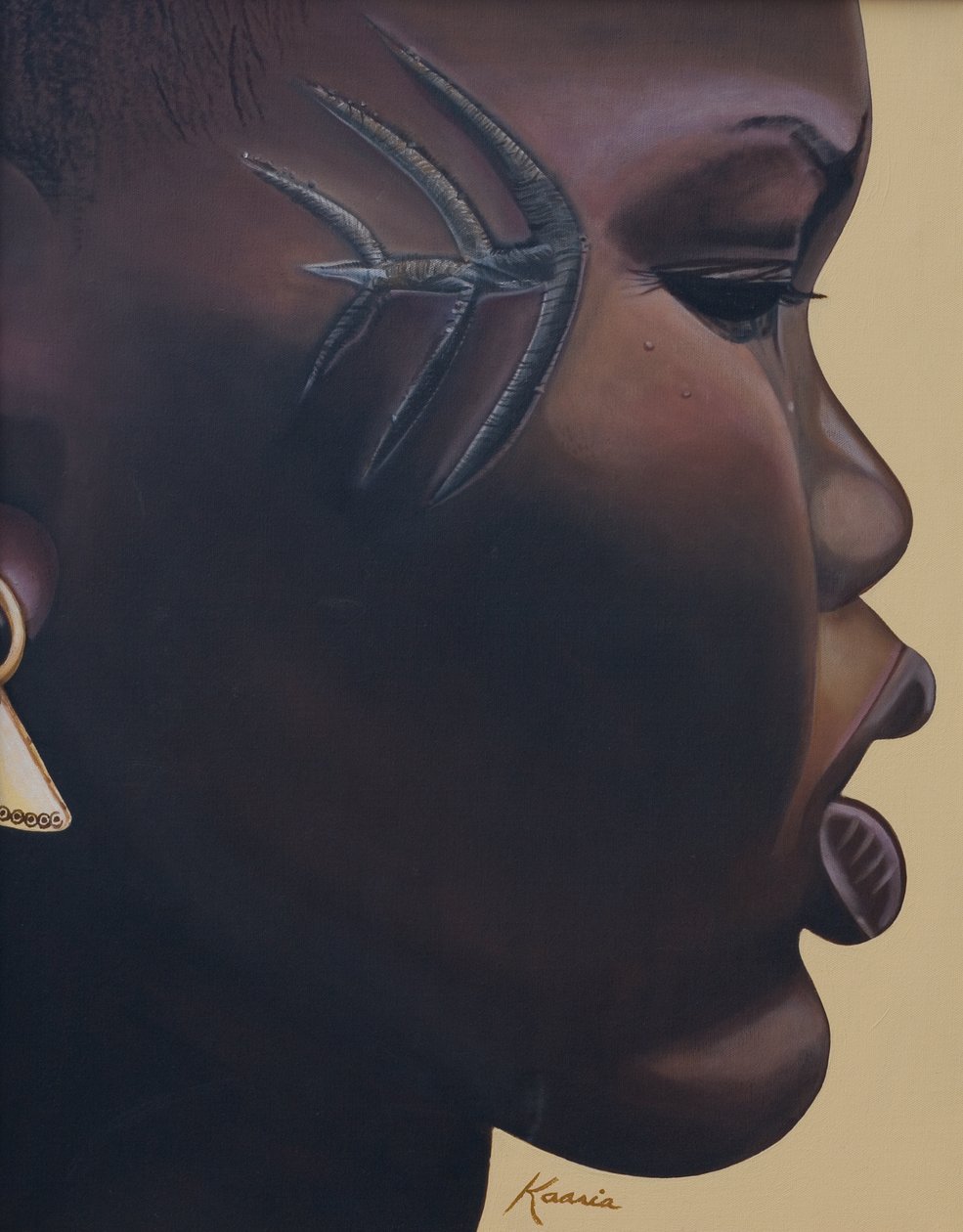 Tribal Mark, 2007 (öljy ja akryyli kankaalle) tekijältä Kaaria Mucherera
