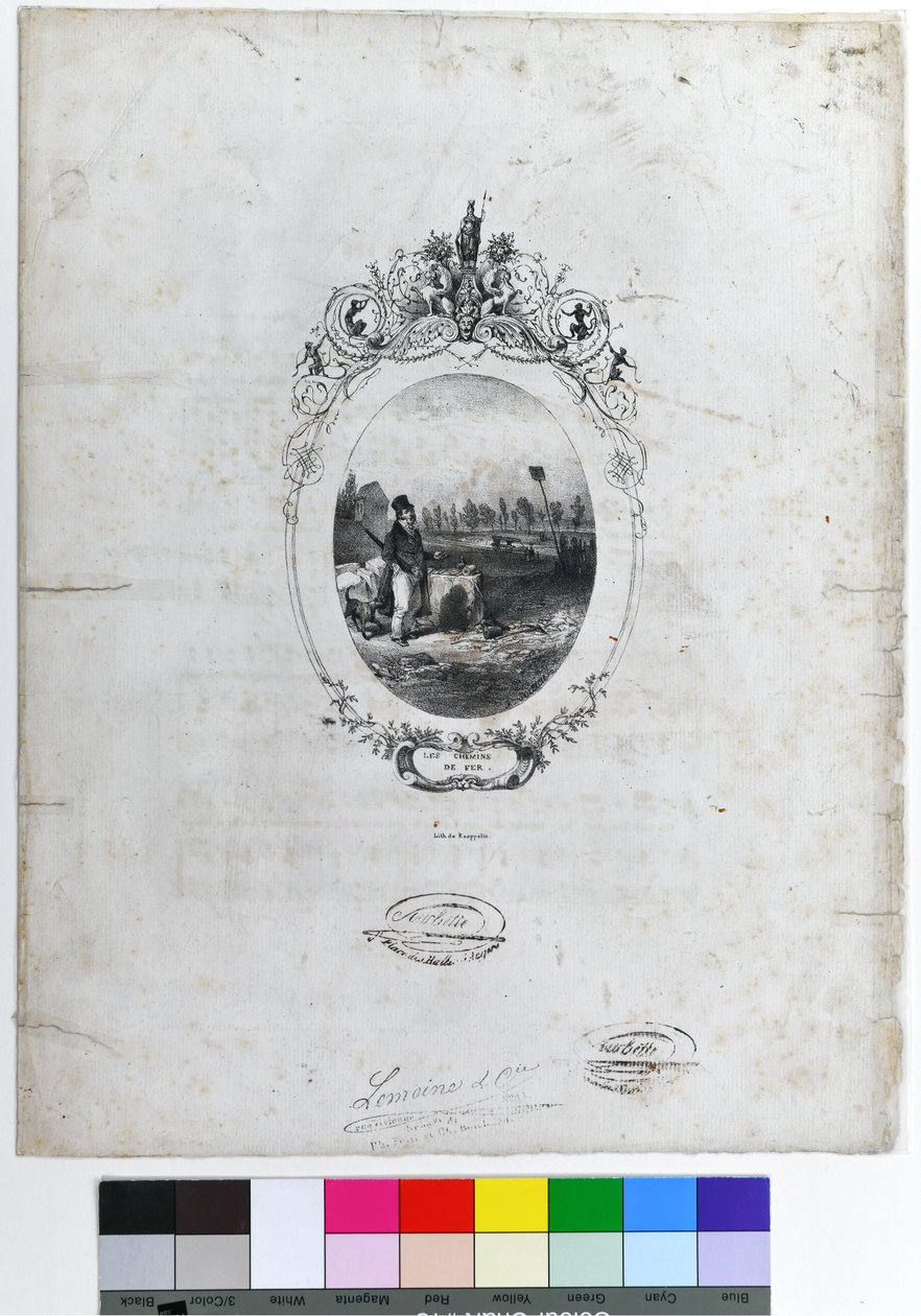 "Les Chemins de Fer", noin 1840 (litografia paperille). tekijältä Kaeppelin et Compagnie