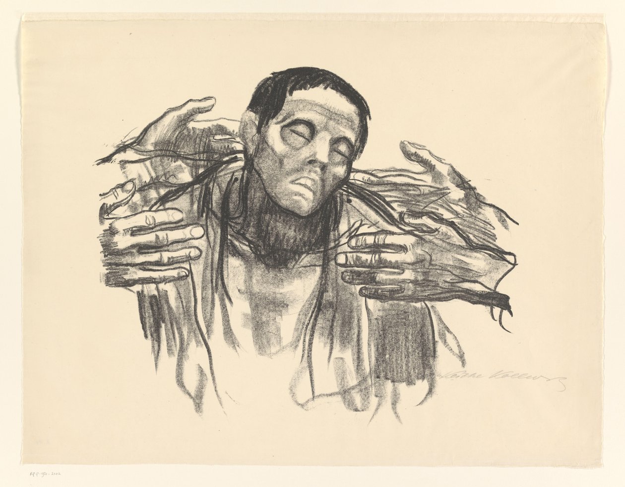 Mies ja neljä kättä Puolet Venäjästä (alkuperäinen nimi) tekijältä Käthe Kollwitz (signed by artist)