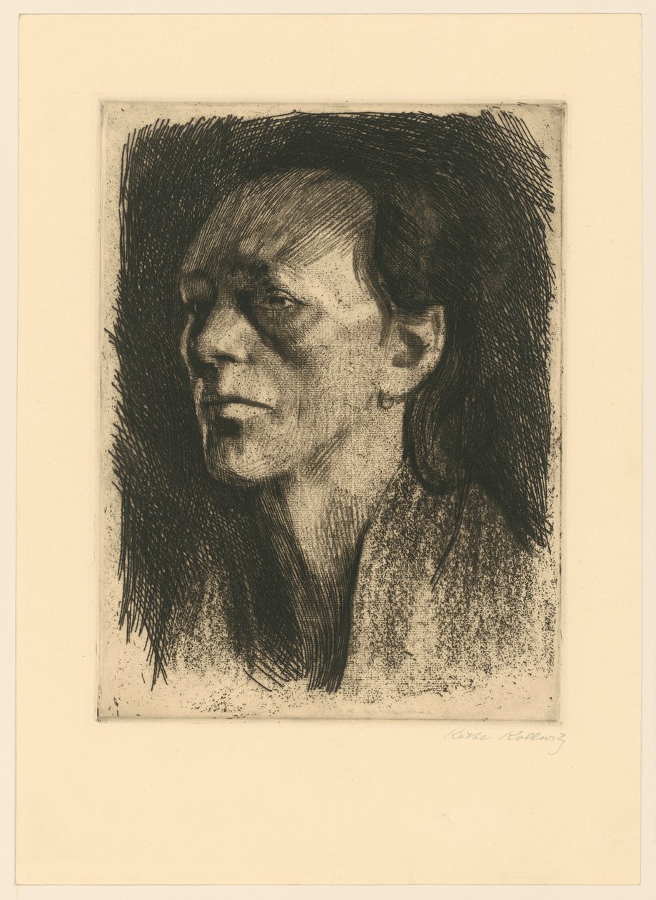 Työläisnainen (korvakoru korvassaan) (4. vedosaste) tekijältä Käthe Kollwitz