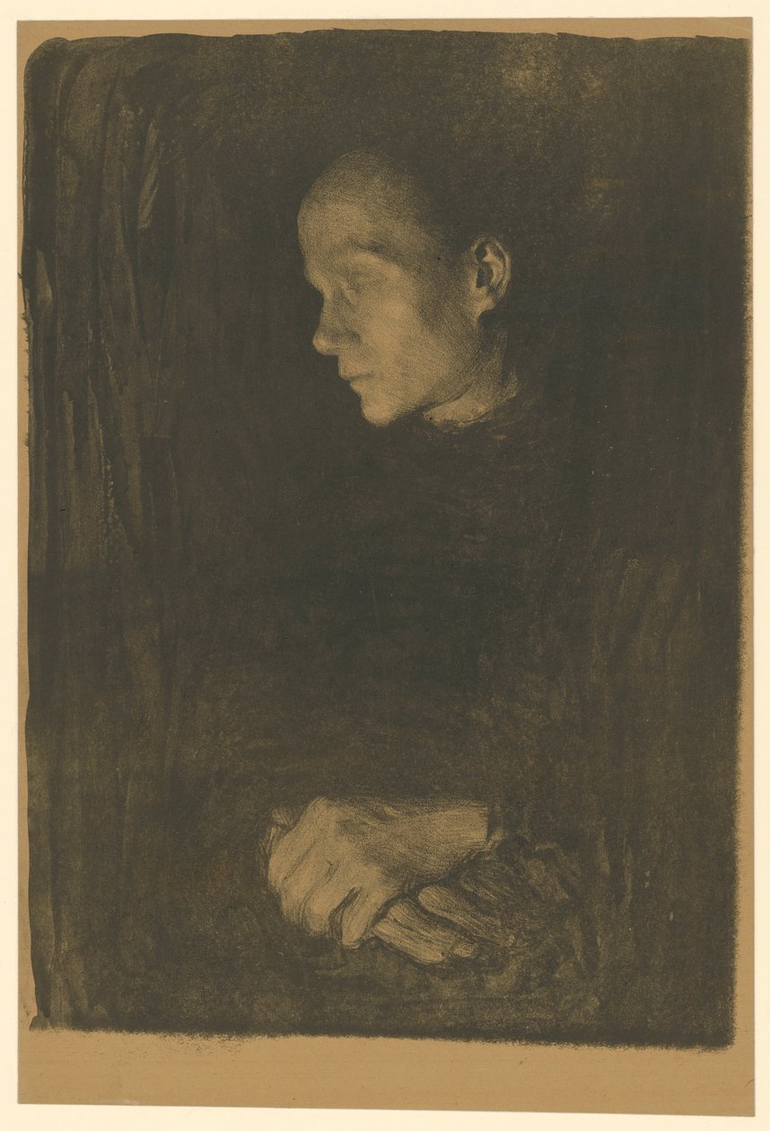 Työläisnainen profiilissa vasemmalle (lopullinen versio, 1. versio) tekijältä Käthe Kollwitz