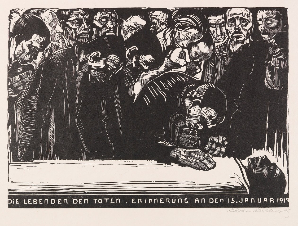 Karl Liebknechtin muistolehti, 1920. tekijältä Käthe Kollwitz