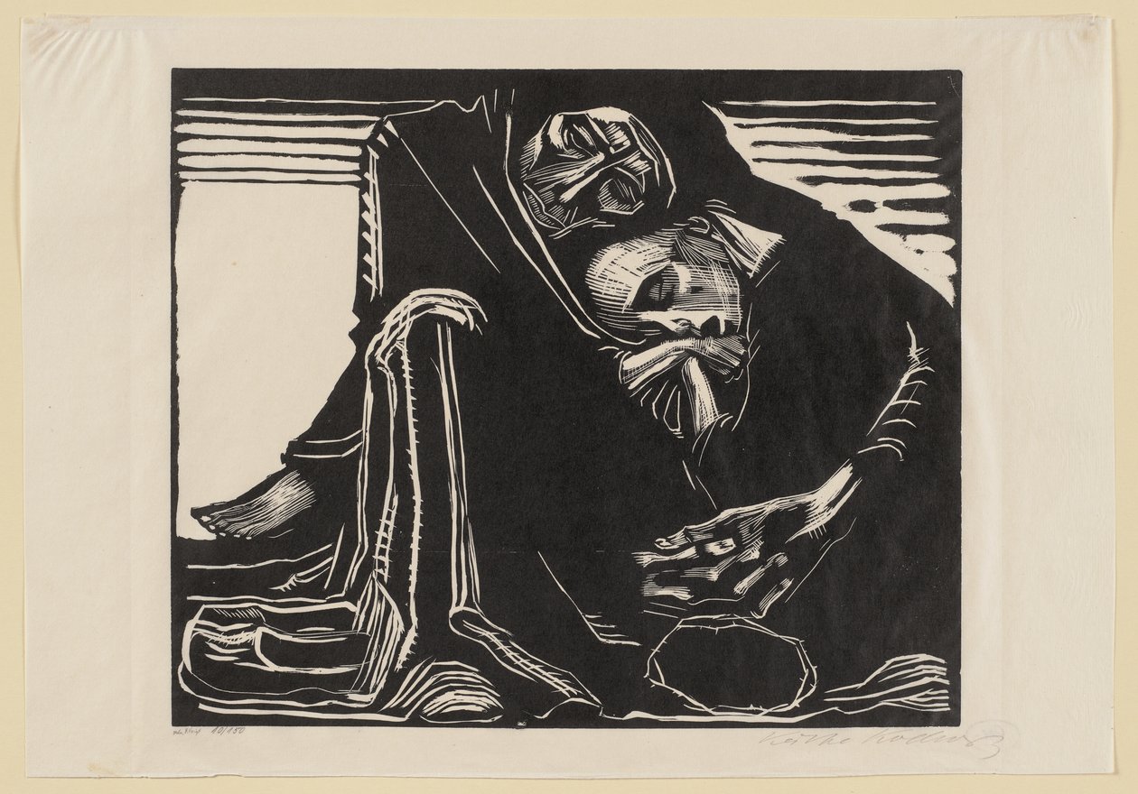 Lopullinen kolmas versio. Grafiikkakansioon "Jahrbuch der Originalgraphik", 3. vuosikerta, Berliini: Wohlgemuth & Lissner, 1921 tekijältä Käthe Kollwitz