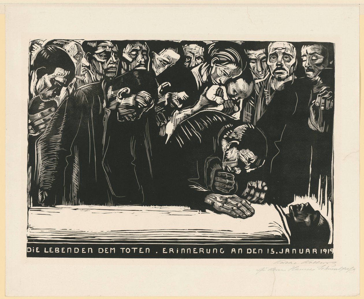 Karl Liebknechtin muistolehti (3. ja lopullinen versio, 6. tila) tekijältä Käthe Kollwitz