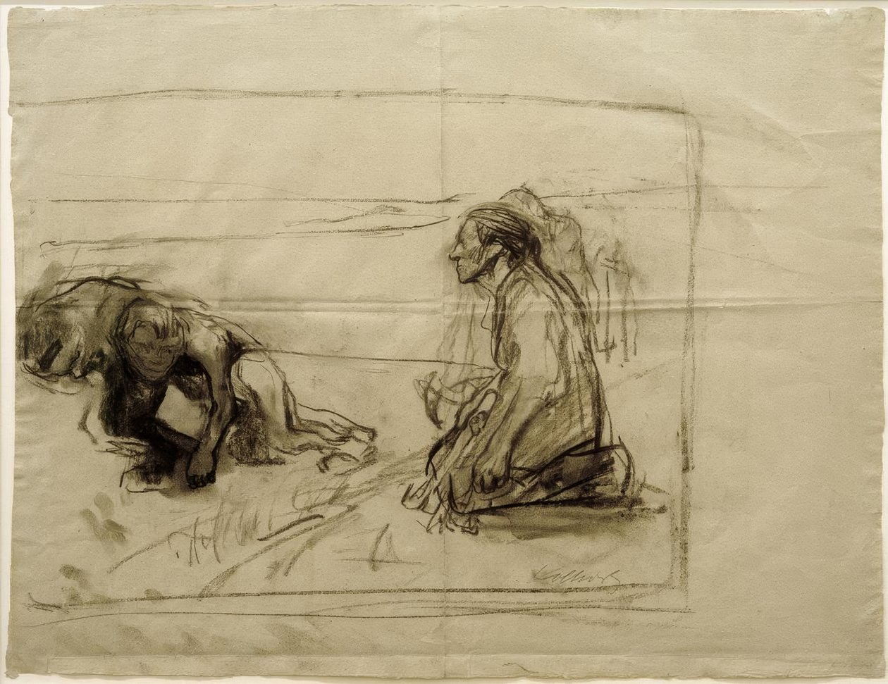 K. Kollwitz, Study on Pflüger (kyntäjä polvistuvan vaimon kanssa) tekijältä Käthe Kollwitz
