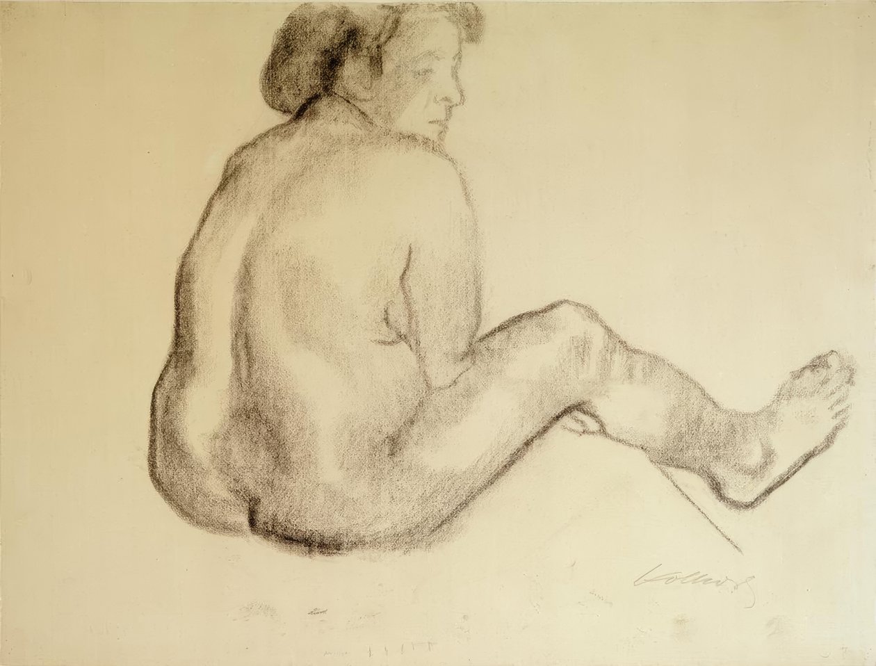 Käthe Kollwitz, istuva nainen alaston takaa oikealle tekijältä Käthe Kollwitz