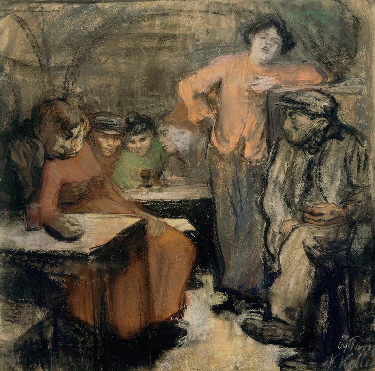 Pariser Kellerlokal tekijältä Käthe Kollwitz