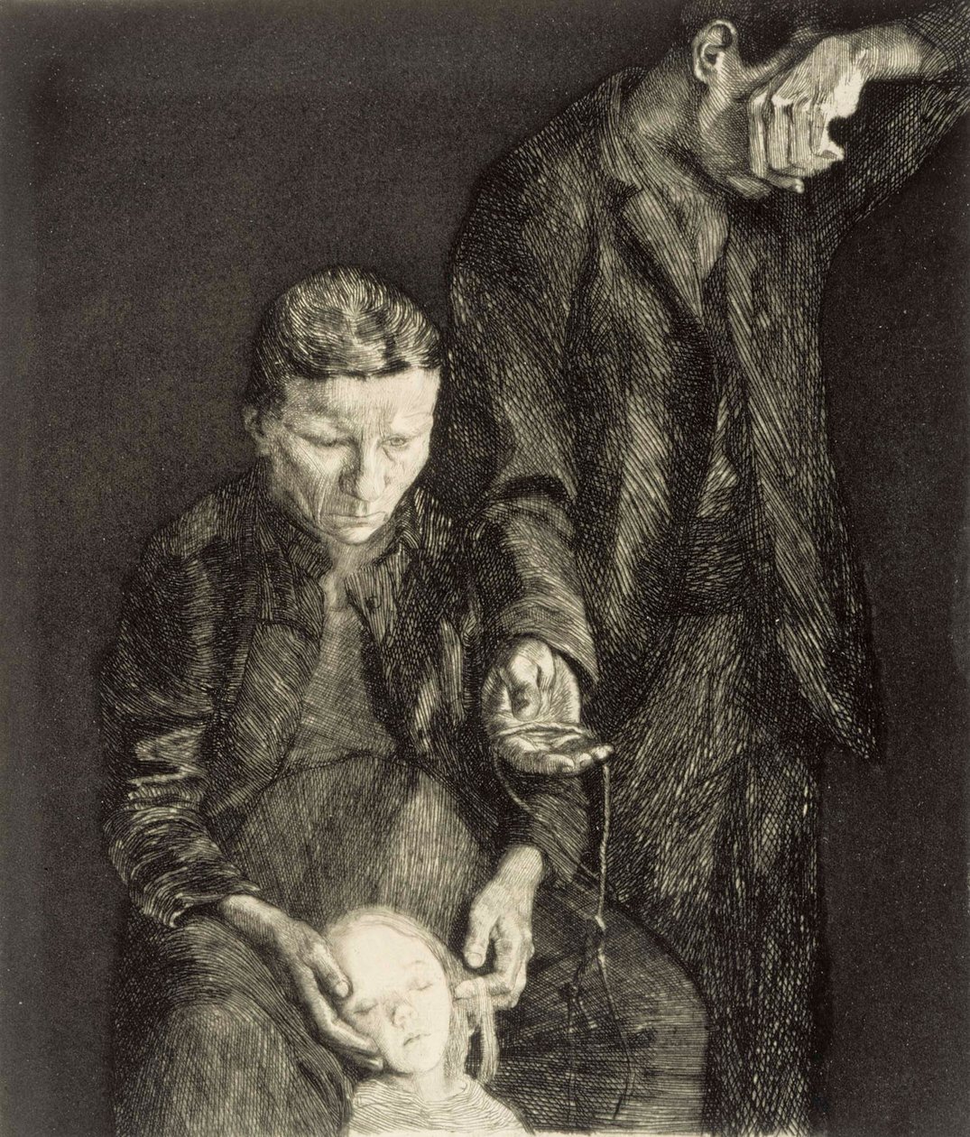 Köyhä perhe, osa teosta "Sorretut" tekijältä Käthe Kollwitz